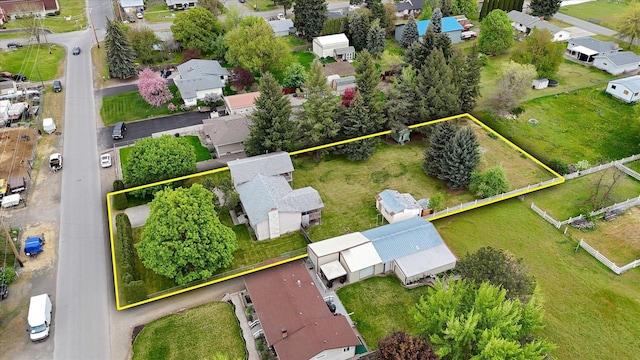 aerial view of residential area featuring property parcel outlined