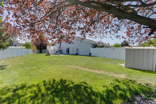 5212 N Bellevue Ct, Spokane Valley, WA 99216 - view of yard with stairs and a wooden deck