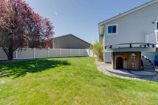5212 N Bellevue Ct, Spokane Valley, WA 99216 - view of yard featuring stairway and a wooden deck