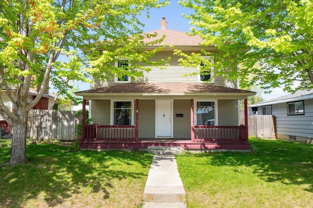 1207 E Wabash Ave, Spokane, WA 99207 - american foursquare style home with a porch and a chimney
