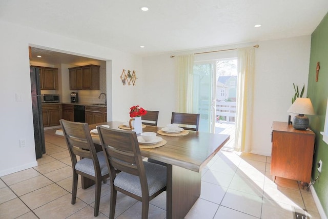 2804 W Crown Ave, Spokane, WA 99205 - dining space featuring light tile patterned floors, recessed lighting, and baseboards
