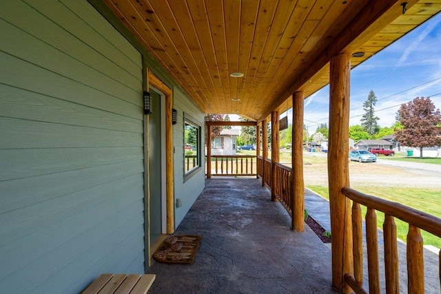 wooden deck with covered porch