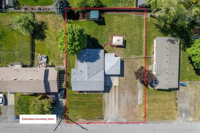aerial view of property's location featuring property boundaries highlighted