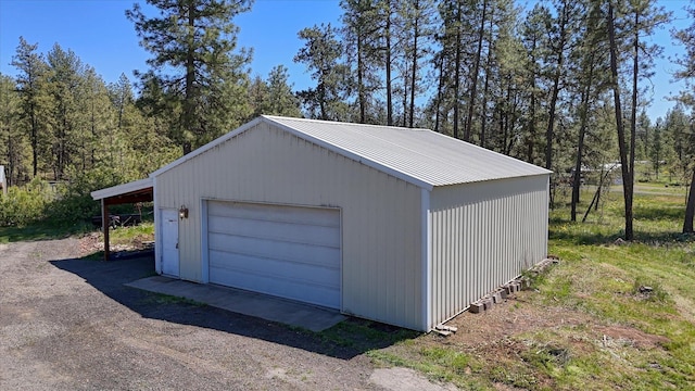 view of detached garage