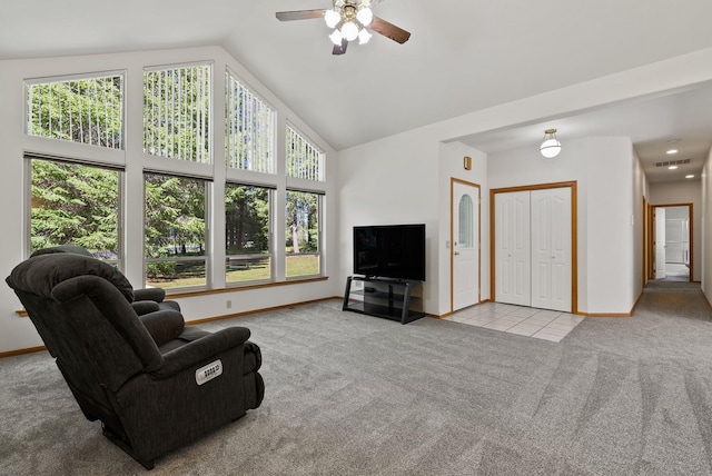 2238 Green Rd, Newport, WA 99156 - living area with carpet, healthy amount of natural light, and high vaulted ceiling