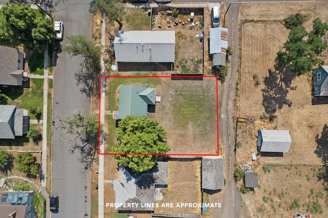 aerial view of property's location featuring property parcel outlined