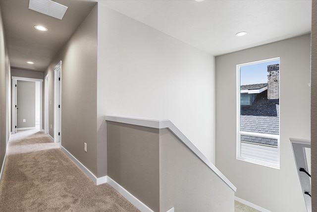 923 E Everett Avenue 921E Everett Ave, Spokane, WA 99212 - hallway featuring carpet floors, an upstairs landing, baseboards, and recessed lighting