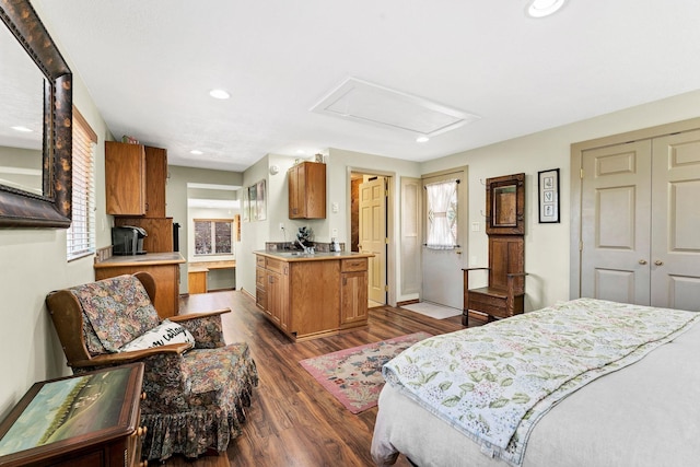 15918 E Cameron Ct, Spokane Valley, WA 99037 - bedroom featuring recessed lighting, dark wood finished floors, and a closet