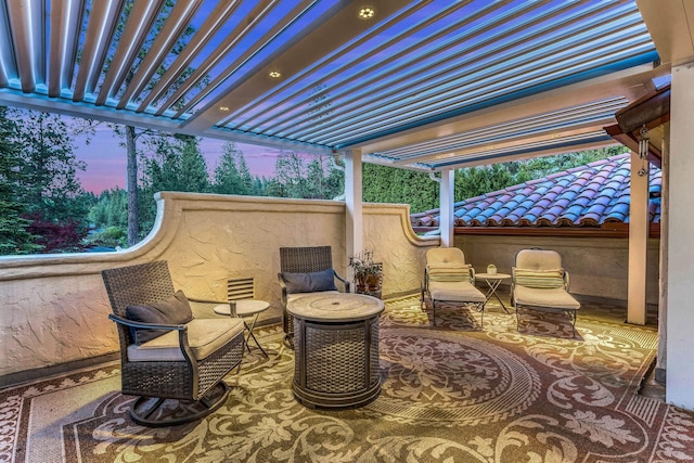 15918 E Cameron Ct, Spokane Valley, WA 99037 - patio terrace at dusk featuring a pergola