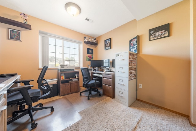 home office with baseboards