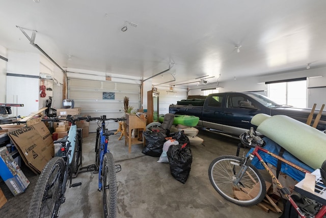 garage with a garage door opener