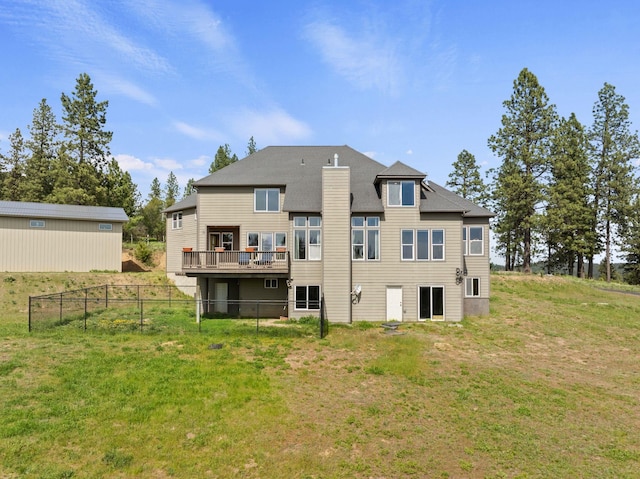 18707 E Terrapin Ln, Otis Orchards, WA 99027 - back of property with a wooden deck and a chimney