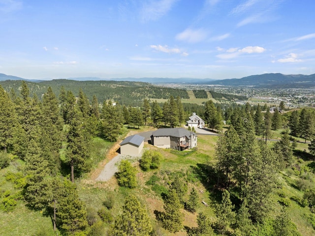 18707 E Terrapin Ln, Otis Orchards, WA 99027 - view from above of property with a heavily wooded area and a mountainous background