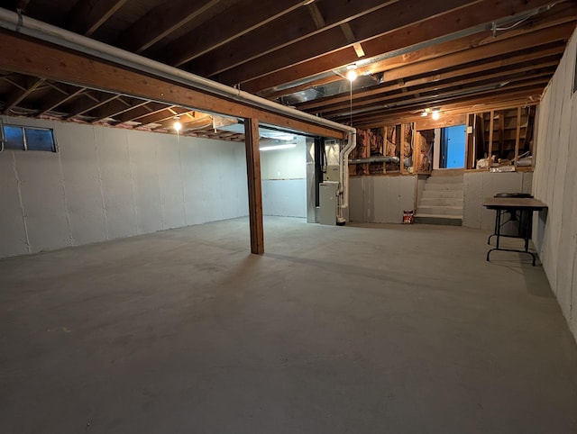 unfinished below grade area with heating unit