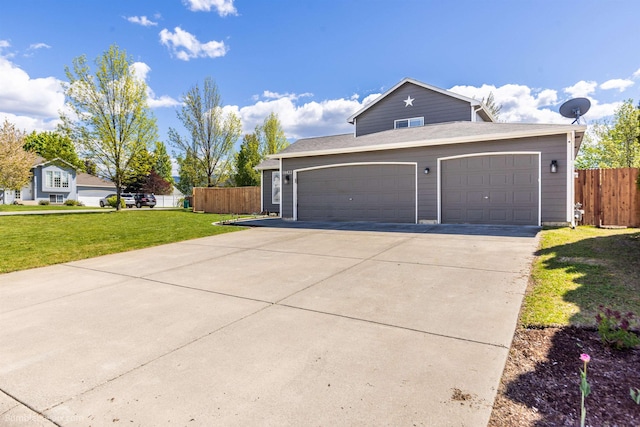 view of property exterior featuring a garage and concrete driveway