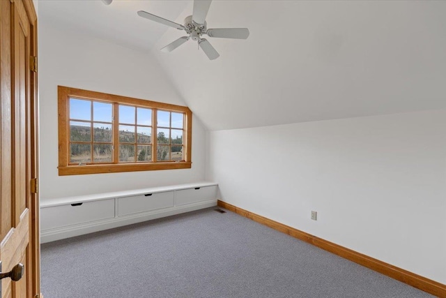4408 E Spangle Creek Rd, Valleyford, WA 99036 - additional living space featuring lofted ceiling, carpet floors, ceiling fan, and baseboards
