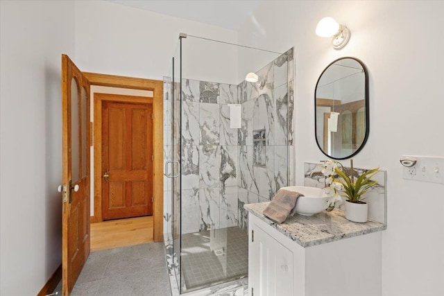 4408 E Spangle Creek Rd, Valleyford, WA 99036 - bathroom with a marble finish shower and vanity