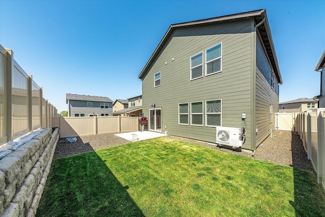 back of property featuring a patio area, a cooling unit, and a gate