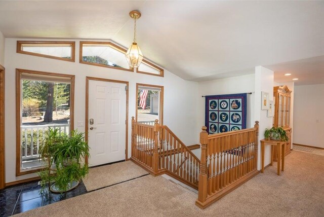 4414 Garden Spot Rd, Clayton, WA 99110 - foyer entrance featuring carpet and lofted ceiling
