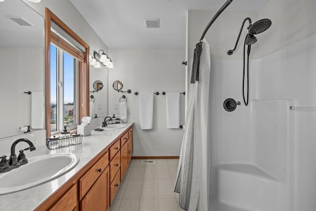 5612 N Vista Grande Dr, Otis Orchards, WA 99027 - bathroom featuring plenty of natural light, curtained shower, and double vanity