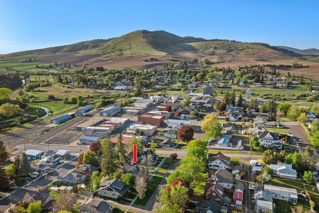217 S Broadway St, Tekoa, WA 99033 - aerial view of property and surrounding area featuring nearby suburban area and a mountain backdrop