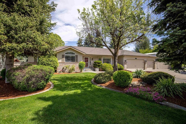 5123 E Lane Park Ct, Mead, WA 99021 - ranch-style home featuring an attached garage, brick siding, a front yard, and concrete driveway