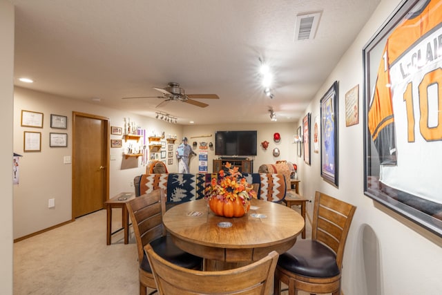5123 E Lane Park Ct, Mead, WA 99021 - dining room featuring light colored carpet, a ceiling fan, baseboards, and recessed lighting