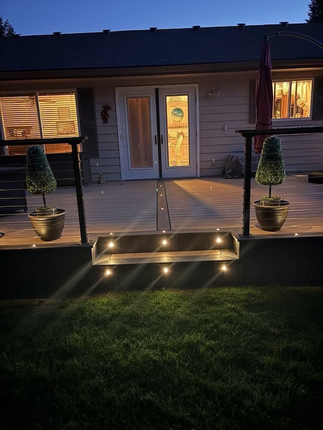 5123 E Lane Park Ct, Mead, WA 99021 - property entrance with a wooden deck and a yard