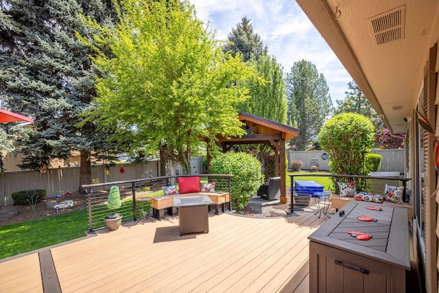5123 E Lane Park Ct, Mead, WA 99021 - wooden terrace with a fenced backyard