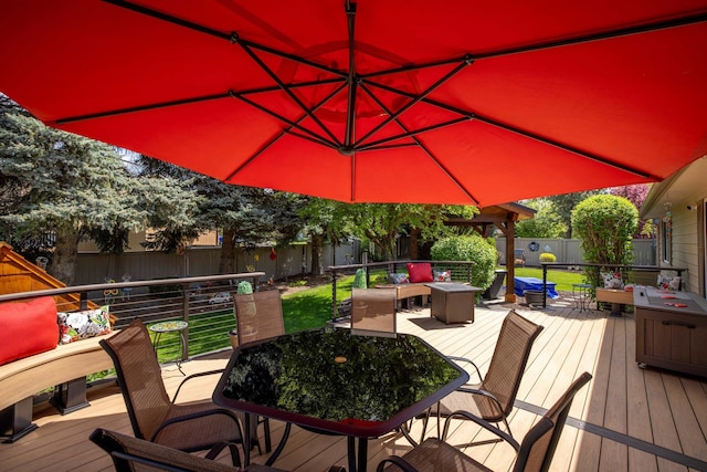 5123 E Lane Park Ct, Mead, WA 99021 - deck with a fenced backyard and outdoor dining space