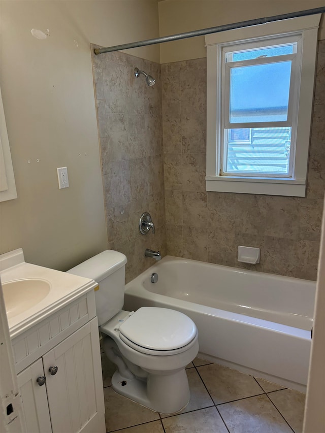 1711 E 14th Ave, Spokane, WA 99202 - bathroom featuring tile patterned flooring, toilet, shower / bath combination, and vanity