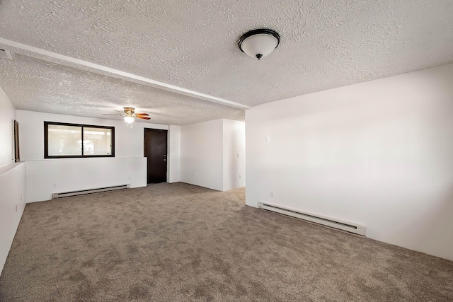 3326 E Pineglen Ave, Mead, WA 99021 - carpeted spare room with a baseboard radiator, a ceiling fan, and a textured ceiling