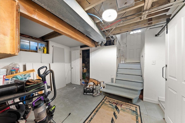 below grade area with stairs