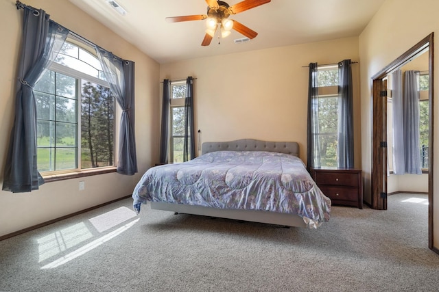 21718 W Watt Rd, Cheney, WA 99004 - carpeted bedroom with multiple windows, baseboards, and ceiling fan