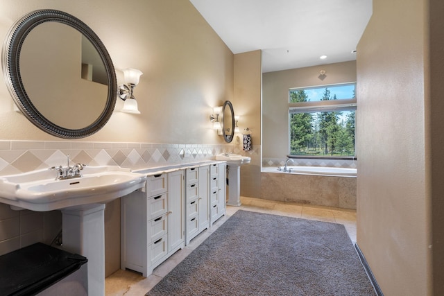 21718 W Watt Rd, Cheney, WA 99004 - bathroom with a garden tub and tile patterned floors