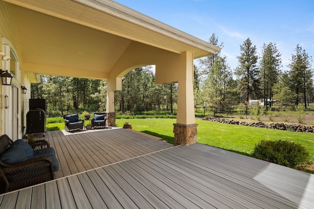 21718 W Watt Rd, Cheney, WA 99004 - deck with a yard and view of wooded area