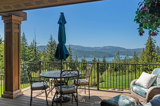 deck featuring a mountain view