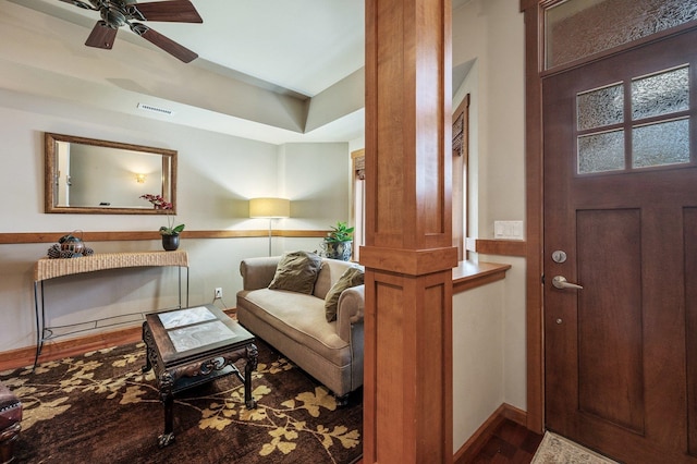 316 S 10th Pl, Coeur D Alene, ID 83814 - foyer featuring wood finished floors, ceiling fan, and baseboards