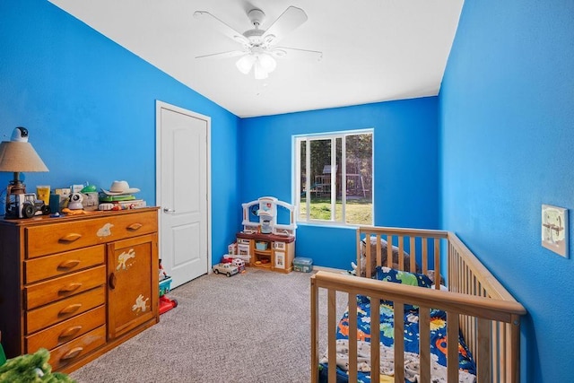91 Moonlight Ln, Newport, WA 99156 - bedroom featuring lofted ceiling, carpet floors, and ceiling fan