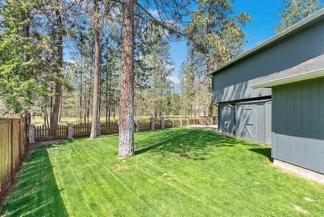 7007 N Tucannon Ct, Spokane, WA 99208 - fenced backyard featuring a storage unit