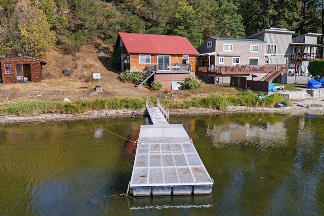 23605 E Beach Ln, Newman Lake, WA 99025 - dock featuring stairs and a deck with water view