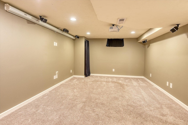 2410 W Upton Ave, Spokane, WA 99205 - finished basement with recessed lighting, light colored carpet, and baseboards