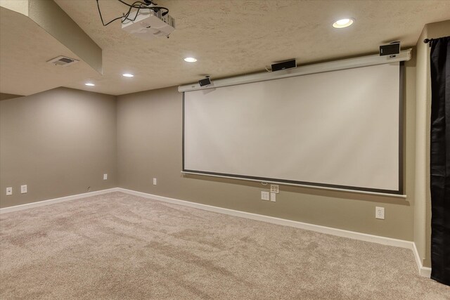 2410 W Upton Ave, Spokane, WA 99205 - cinema room with recessed lighting, carpet, a textured ceiling, and baseboards