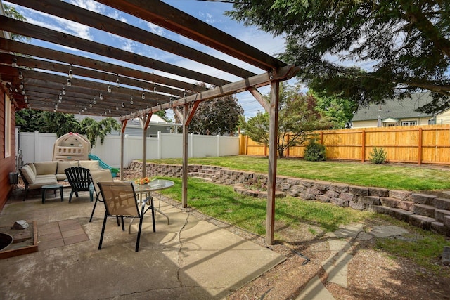 2410 W Upton Ave, Spokane, WA 99205 - view of patio featuring a pergola and an outdoor hangout area