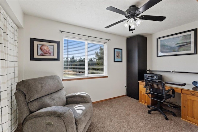 17206 W Buckboard Ave, Medical Lake, WA 99022 - office area featuring light carpet, baseboards, and ceiling fan