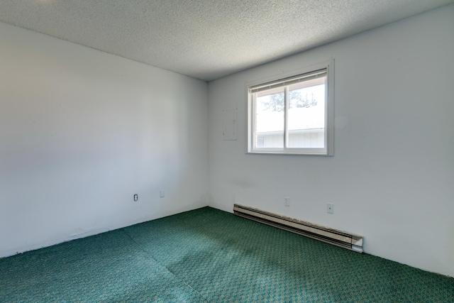 1514 3rd St, Cheney, WA 99004 - empty room with baseboard heating, dark colored carpet, and a textured ceiling