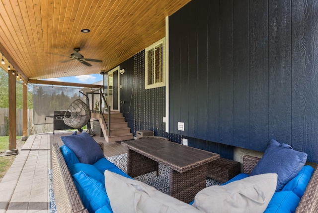 3022 E Pineglen Ave, Mead, WA 99021 - view of patio with outdoor lounge area, ceiling fan, fence, and area for grilling