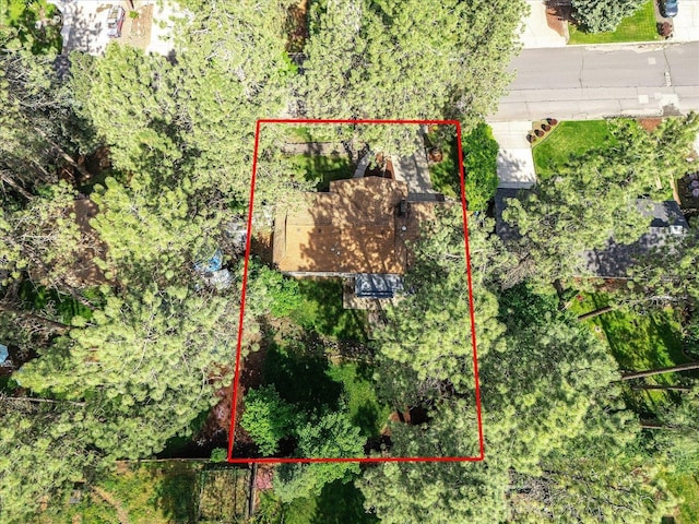 aerial overview of property's location with property parcel outlined
