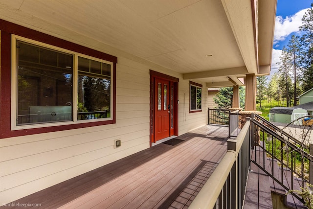 deck with a porch