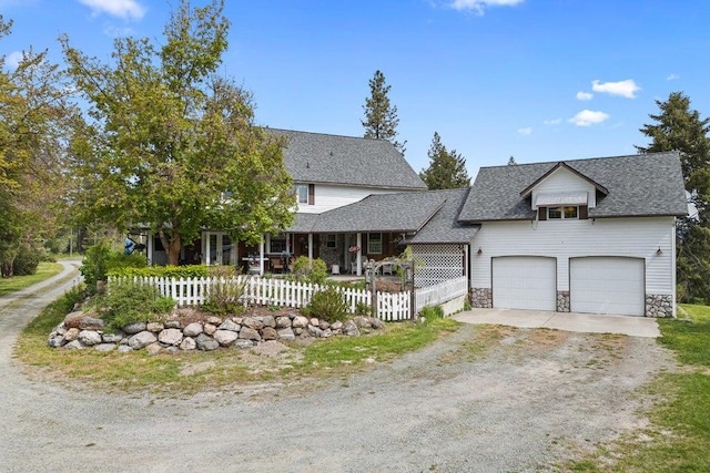 2059 Dry Creek Rd, Chewelah, WA 99109 - view of front of home featuring dirt driveway, a porch, stone siding, and roof with shingles